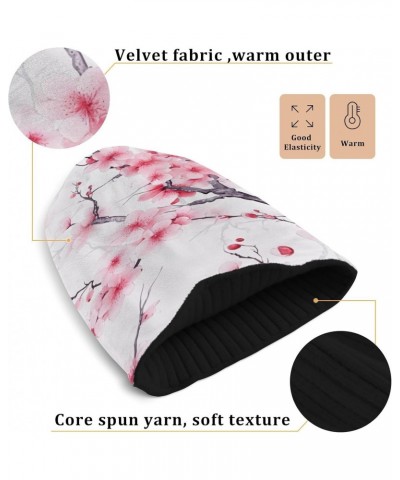 Flower Floral Pink Knit Beanie Hat for Men and Women, Unisex Skull Cap Pure Black Inside 20848616 $11.21 Skullies & Beanies