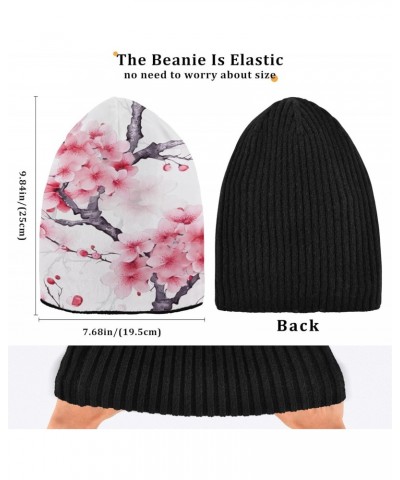 Flower Floral Pink Knit Beanie Hat for Men and Women, Unisex Skull Cap Pure Black Inside 20848616 $11.21 Skullies & Beanies