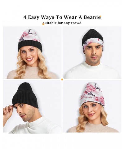 Flower Floral Pink Knit Beanie Hat for Men and Women, Unisex Skull Cap Pure Black Inside 20848616 $11.21 Skullies & Beanies