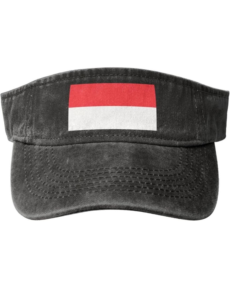 Stylish Indonesian Flag Cowboy Empty Top Sun Hat Blank Baseball Cap for Men Women - Large Brim Sun Protection Black $10.92 Su...