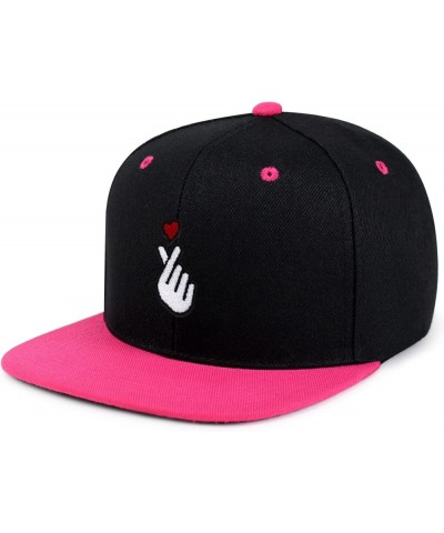 Korean Heart Finger Hip-Hop Snapback Hat Embroidered Baseball Cap Korea Sign 21. Black/Pink $12.49 Baseball Caps