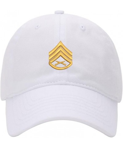 Baseball Cap Men Women Staff Sergeant SSgt Rank Embroidered Unisex Classic Adjustable Strapback Dad Hat White $11.59 Baseball...