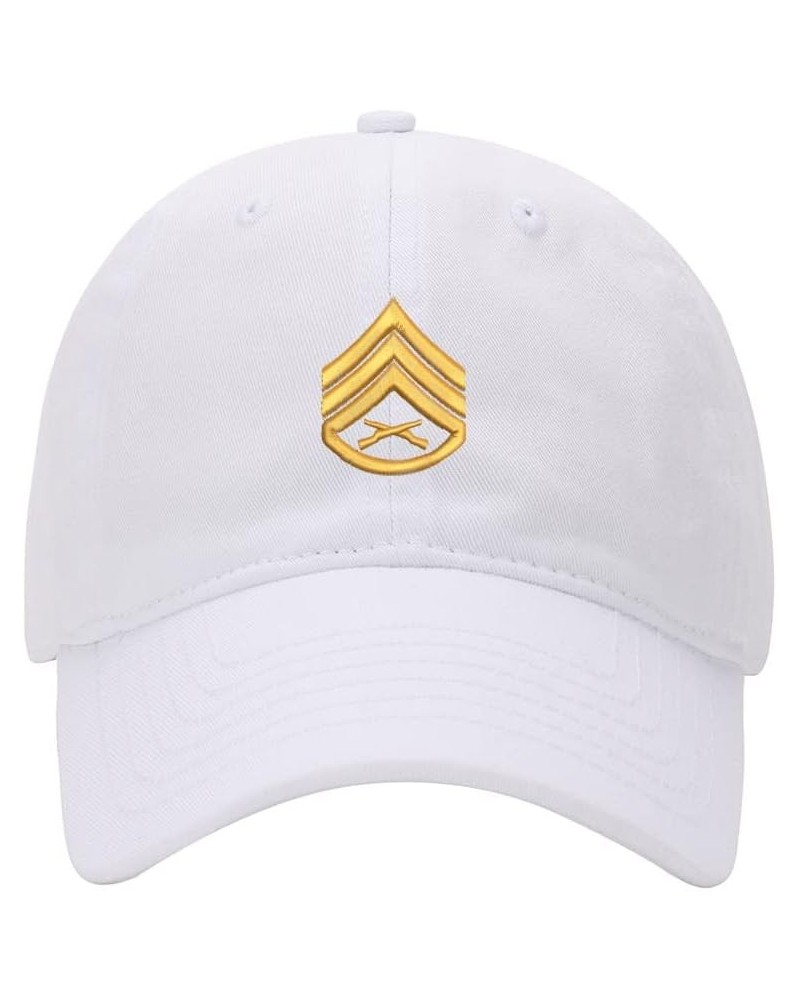 Baseball Cap Men Women Staff Sergeant SSgt Rank Embroidered Unisex Classic Adjustable Strapback Dad Hat White $11.59 Baseball...