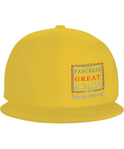 Snapback Baseball Cap Make My Pancreas Great Again Diabetes Awareness Hat for Men Women Yellow $11.54 Baseball Caps