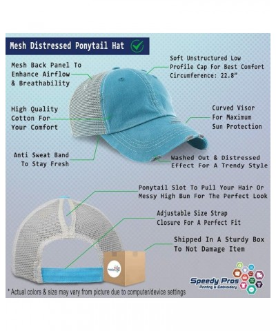 Womens Ponytail Cap All I Need is Within Me Style B Cotton Distressed Trucker Hats Turquoise $15.89 Baseball Caps