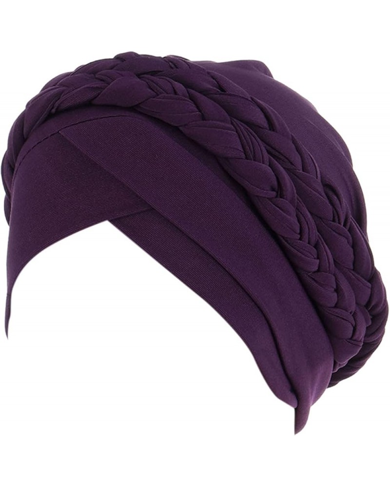 Chemo Cancer Headwraps Cap for Womens Bohemian Braided Twisted Turbans Hats Stretch Not Slip Black Women African Hat Purple $...