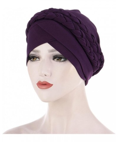 Chemo Cancer Headwraps Cap for Womens Bohemian Braided Twisted Turbans Hats Stretch Not Slip Black Women African Hat Purple $...