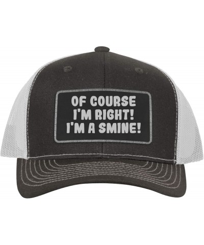 of Course I'm Right! I'm A Smine! - Leather Black Patch Engraved Trucker Hat Grey/white $16.21 Baseball Caps