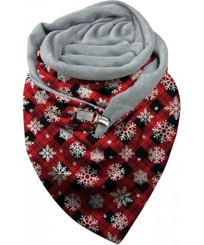 Multi-Purpose Scarves Fashion Winter Christmas Print Button Soft Wrap Casual Warm Scarves Shawls Red $10.19 Scarves