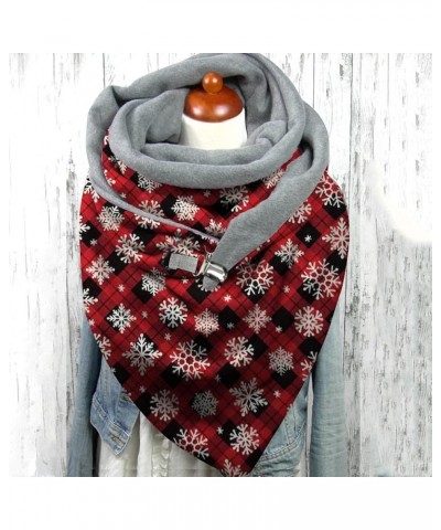 Multi-Purpose Scarves Fashion Winter Christmas Print Button Soft Wrap Casual Warm Scarves Shawls Red $10.19 Scarves