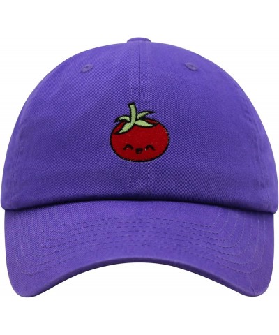 Tomato Premium Dad Hat Embroidered Baseball Cap Vegetable Vegan Purple $10.24 Baseball Caps