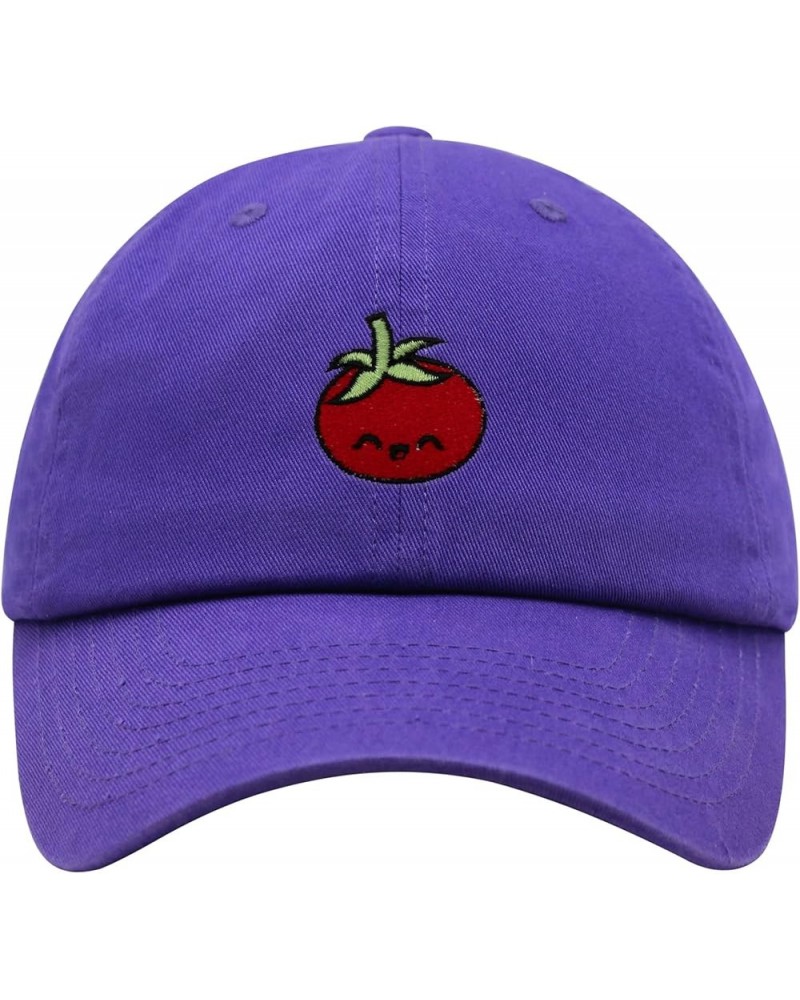 Tomato Premium Dad Hat Embroidered Baseball Cap Vegetable Vegan Purple $10.24 Baseball Caps