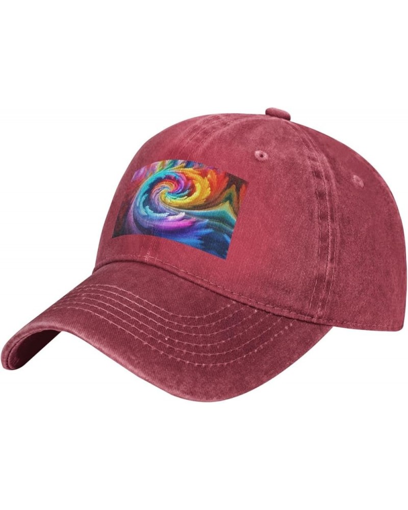 Black Rainbow Swirl Picture Adult Classic Denim hat : Comfortable, Light Unisex Suitable for Outdoor Sports Activity Red $9.4...