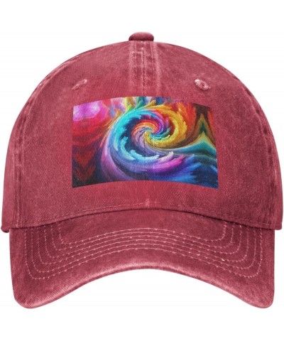 Black Rainbow Swirl Picture Adult Classic Denim hat : Comfortable, Light Unisex Suitable for Outdoor Sports Activity Red $9.4...