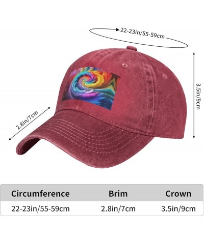 Black Rainbow Swirl Picture Adult Classic Denim hat : Comfortable, Light Unisex Suitable for Outdoor Sports Activity Red $9.4...