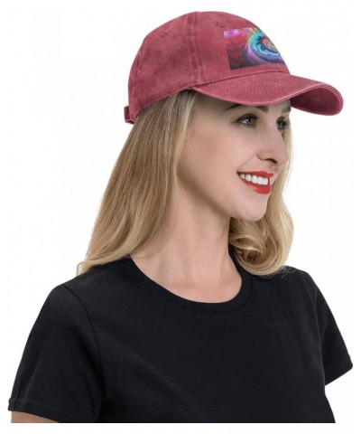 Black Rainbow Swirl Picture Adult Classic Denim hat : Comfortable, Light Unisex Suitable for Outdoor Sports Activity Red $9.4...