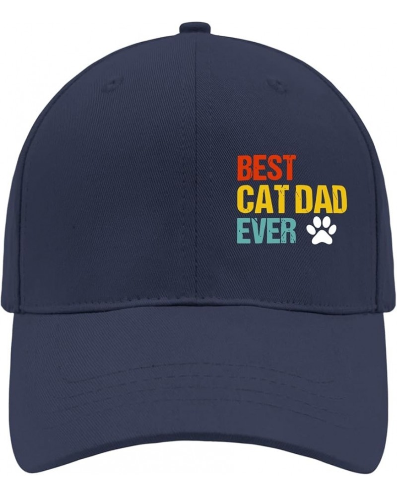 Baseball hat Best cat dad Ever dad caps for Women Retro Polyester Snapbacks Navy-classic Cap (Printing) $9.64 Baseball Caps