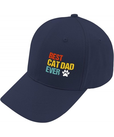 Baseball hat Best cat dad Ever dad caps for Women Retro Polyester Snapbacks Navy-classic Cap (Printing) $9.64 Baseball Caps