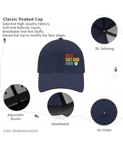 Baseball hat Best cat dad Ever dad caps for Women Retro Polyester Snapbacks Navy-classic Cap (Printing) $9.64 Baseball Caps