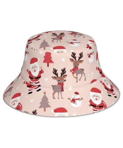 Cute Christmas Holidays Print Foldable Bucket Sun Hat, Unisex Beach Reflective Cap, for Summer Outdoor Activities Black $10.4...