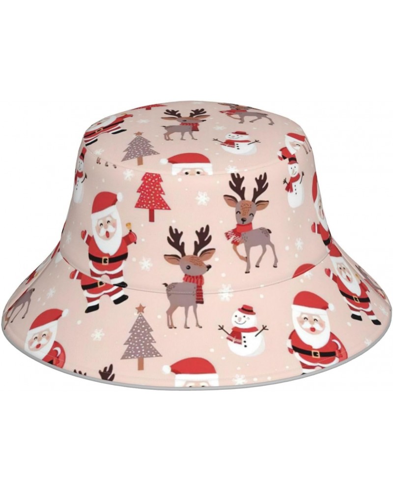 Cute Christmas Holidays Print Foldable Bucket Sun Hat, Unisex Beach Reflective Cap, for Summer Outdoor Activities Black $10.4...