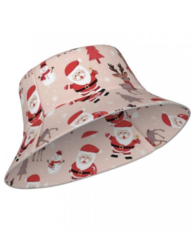 Cute Christmas Holidays Print Foldable Bucket Sun Hat, Unisex Beach Reflective Cap, for Summer Outdoor Activities Black $10.4...