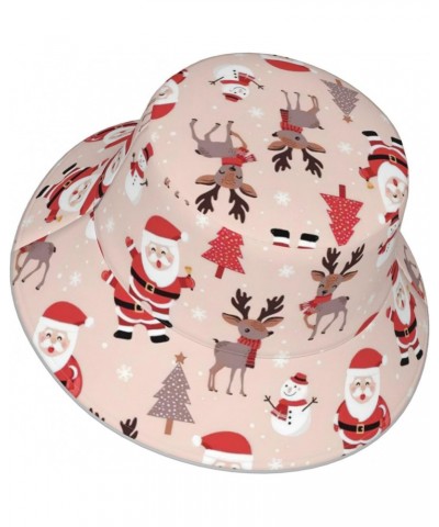 Cute Christmas Holidays Print Foldable Bucket Sun Hat, Unisex Beach Reflective Cap, for Summer Outdoor Activities Black $10.4...