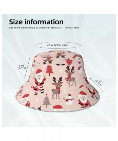 Cute Christmas Holidays Print Foldable Bucket Sun Hat, Unisex Beach Reflective Cap, for Summer Outdoor Activities Black $10.4...