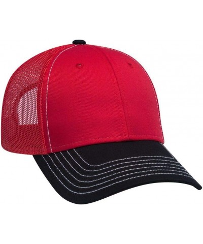 6 Panel Low Profile Contrast Vertical Mesh Back Cap Blk/Red/Red $10.16 Baseball Caps