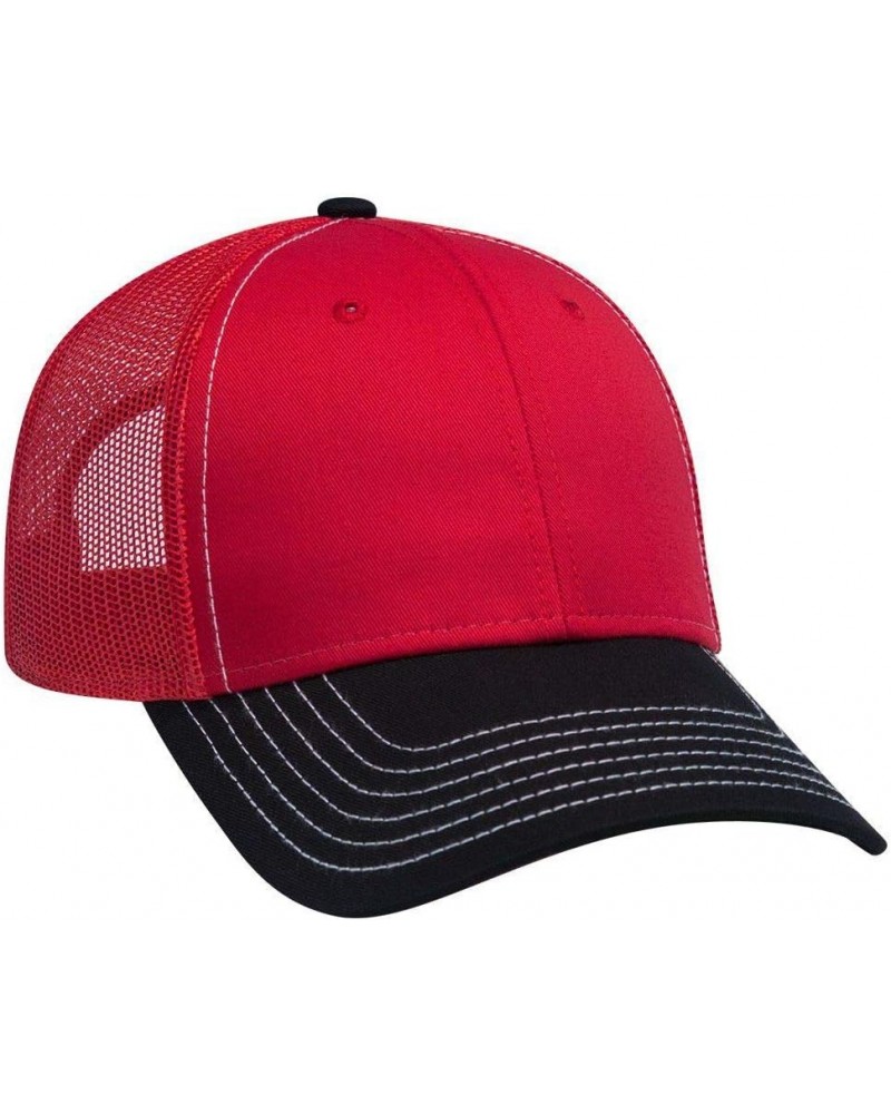 6 Panel Low Profile Contrast Vertical Mesh Back Cap Blk/Red/Red $10.16 Baseball Caps