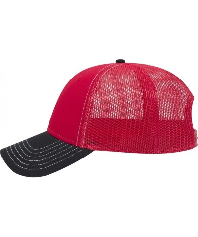 6 Panel Low Profile Contrast Vertical Mesh Back Cap Blk/Red/Red $10.16 Baseball Caps