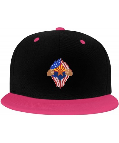 Hand Tear Flag of Arizona Snapback Hat for Men Women Baseball Cap Trucker Flat Bill Hats Dad Caps Pink $12.12 Baseball Caps