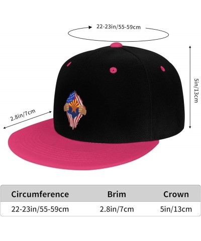 Hand Tear Flag of Arizona Snapback Hat for Men Women Baseball Cap Trucker Flat Bill Hats Dad Caps Pink $12.12 Baseball Caps