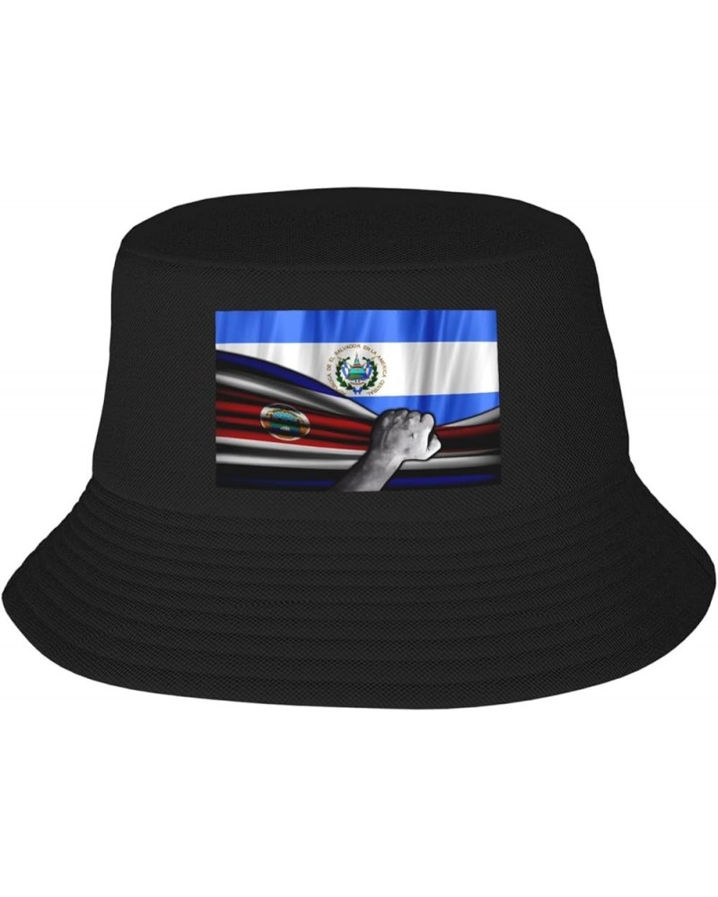 Flag Bucket Hat for Men Women Adult Printed Summer Fishing Hats Sun Hats Novelty Bucket Hats for Man Woman Black Costa Rica F...