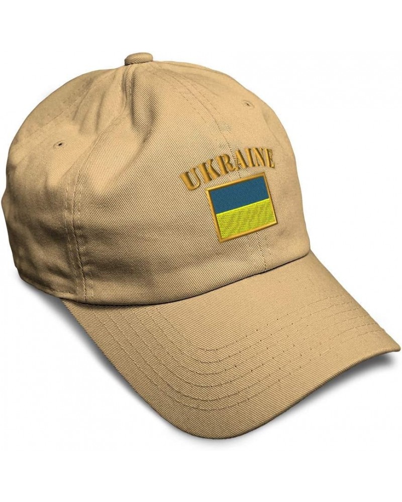 Soft Baseball Cap Ukraine Flag Embroidery Flags World Cup Soccer Cotton Embroidered Dad Hats for Men & Women Khaki Design Onl...