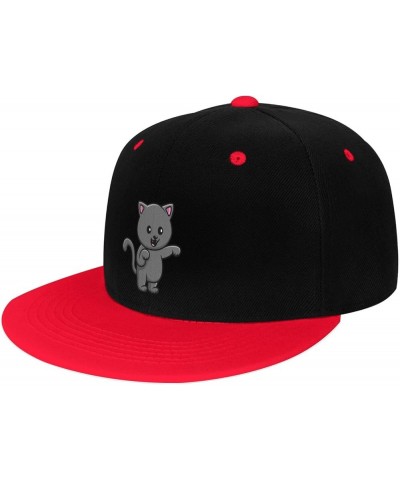 Cute Cat Cartoon Snapback Hat for Men Women Baseball Cap Trucker Flat Bill Hats Dad Caps Red $13.57 Baseball Caps