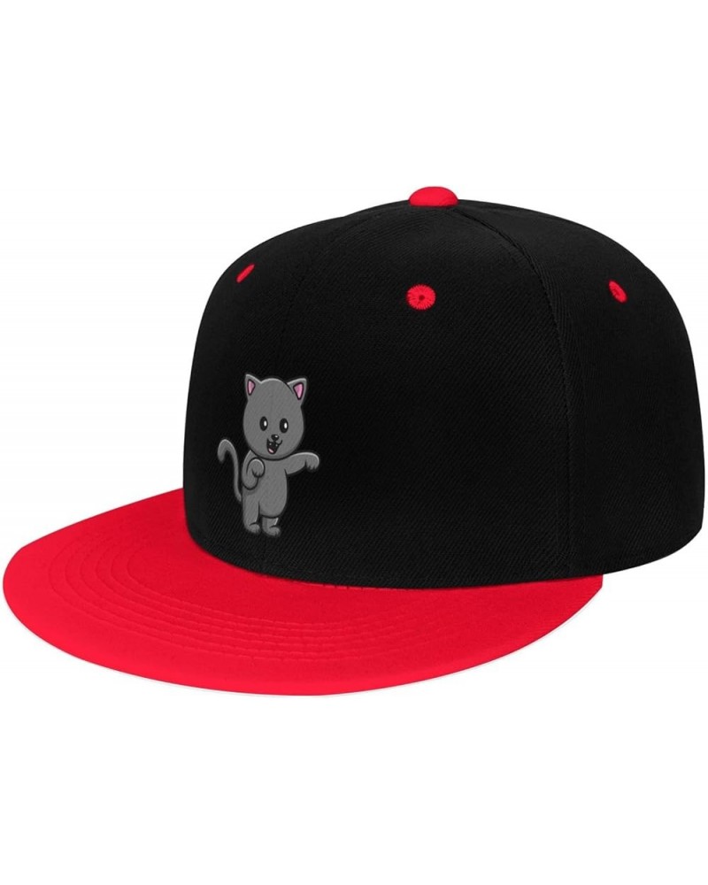 Cute Cat Cartoon Snapback Hat for Men Women Baseball Cap Trucker Flat Bill Hats Dad Caps Red $13.57 Baseball Caps