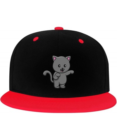 Cute Cat Cartoon Snapback Hat for Men Women Baseball Cap Trucker Flat Bill Hats Dad Caps Red $13.57 Baseball Caps