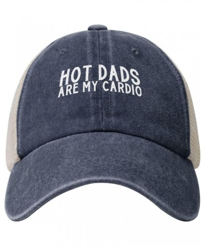 Vintage Washed Cotton Distressed Mesh Cap Hot Dads are My Cardio Baseball Cap Adjustable Dad Hat Trucker Hat,Black Navy Blue ...