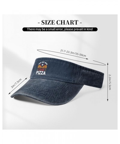 Just A Boy Who Loves Pizza Sun Visor Hats for Women Men Sun Hat Cotton Golf Hat Vintage Baseball Cap Navy Blue $13.79 Visors