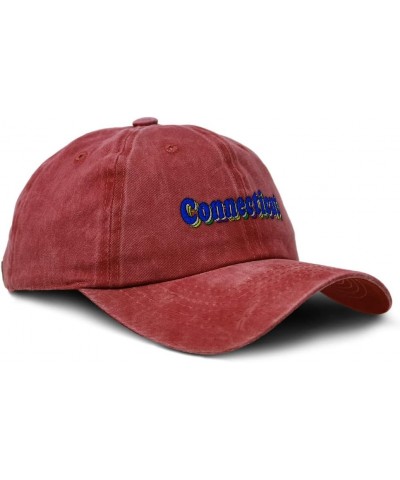 Custom Soft Washed Baseball Cap Connecticut Love Cotton Dad Hats for Men & Women Red Design Only $18.59 Baseball Caps