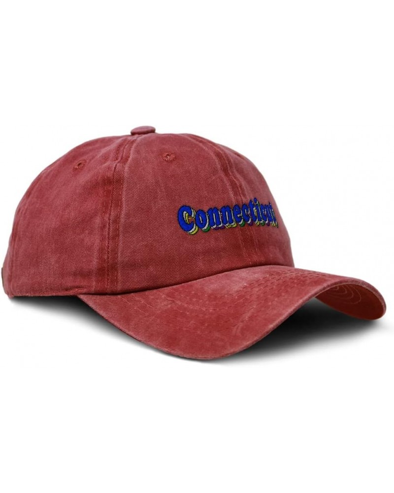 Custom Soft Washed Baseball Cap Connecticut Love Cotton Dad Hats for Men & Women Red Design Only $18.59 Baseball Caps