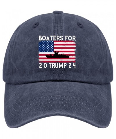 Boaters for Trump 2024 Hat for Mens Funny Baseball Caps Trendy Washed Running Hats Cotton Navy Blue $11.47 Baseball Caps