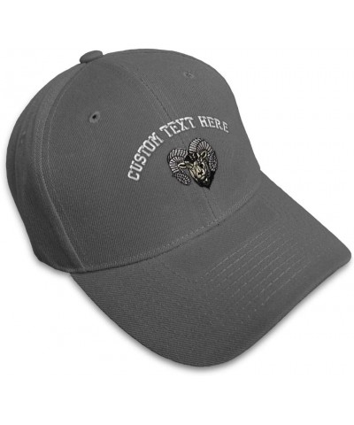 Custom Baseball Cap Ram Face Embroidery Acrylic Dad Hats for Men & Women Dark Grey Personalized Text Here $12.74 Baseball Caps