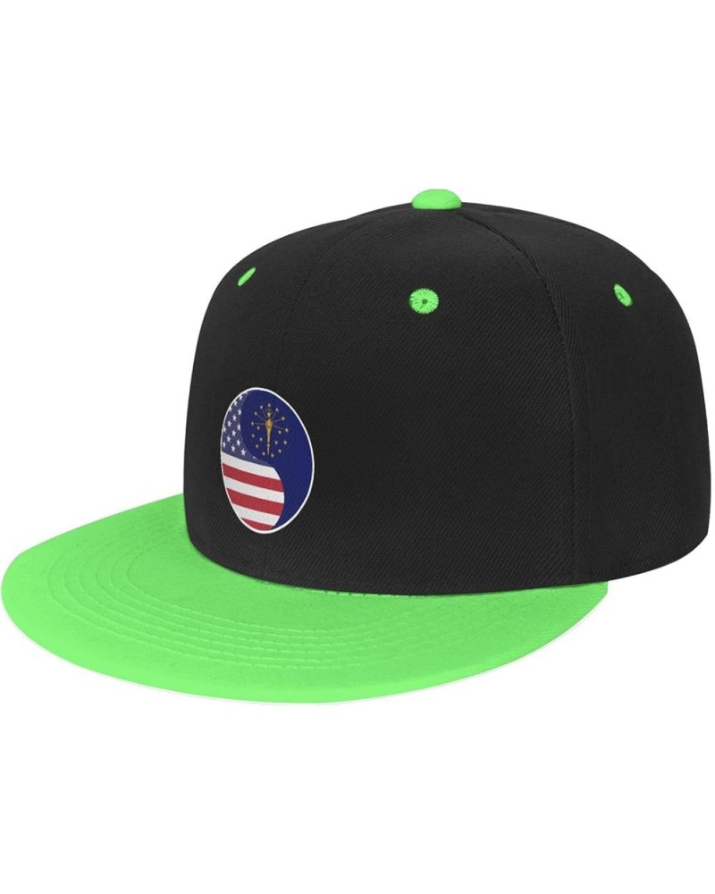 Yin Yang Flag Combination of America and Indiana Baseball Cap for Men Women Snapback Hat Adjustable Flat Bill Hats Green $12....