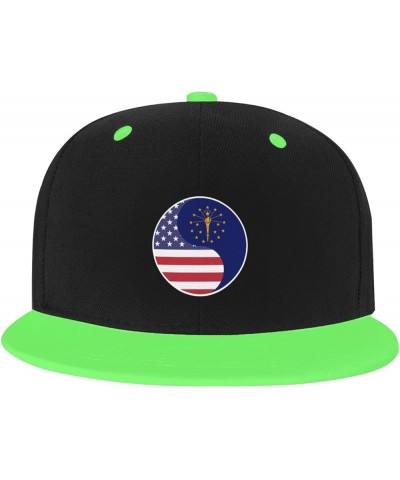 Yin Yang Flag Combination of America and Indiana Baseball Cap for Men Women Snapback Hat Adjustable Flat Bill Hats Green $12....