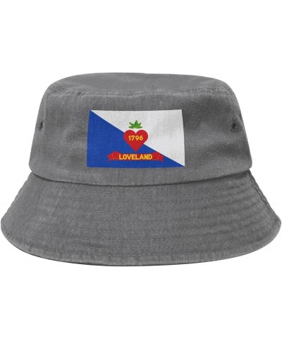 Flag of Loveland, Ohio Bucket Hat for Men Women Outdoor Washed Cotton Sun Hats Travel Beach Hat Gray $12.67 Bucket Hats