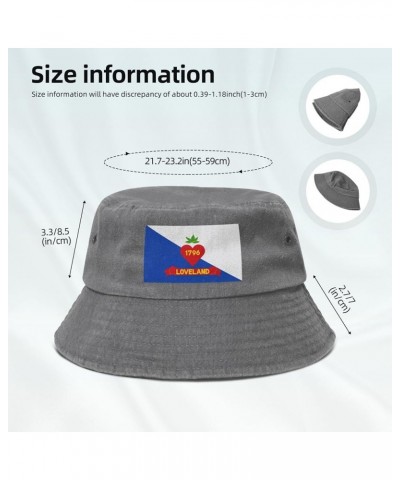 Flag of Loveland, Ohio Bucket Hat for Men Women Outdoor Washed Cotton Sun Hats Travel Beach Hat Gray $12.67 Bucket Hats