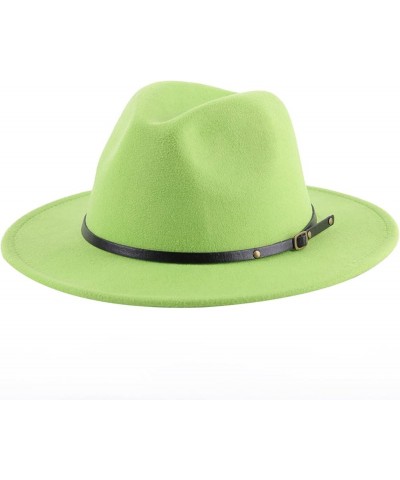 Fedora Hats for Men Fashion Unisex Elegant Felt Lady Belt Buckle Wide Brim Top Hat Casual Women Jazz Cowboy Cap Green $14.47 ...