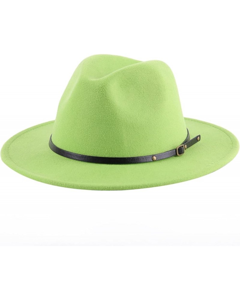 Fedora Hats for Men Fashion Unisex Elegant Felt Lady Belt Buckle Wide Brim Top Hat Casual Women Jazz Cowboy Cap Green $14.47 ...